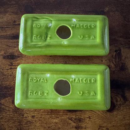 Royal Haeger R682 Flower Bricks | Chartreuse Ceramic Candle Holders