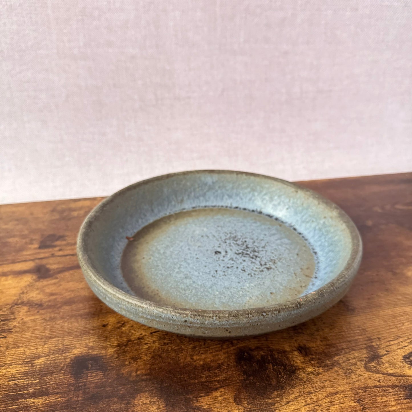 Vintage Stoneware Pie Plate | Primitive Blue Gray Glaze