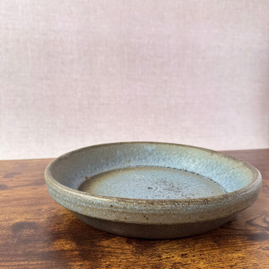 Vintage Stoneware Pie Plate | Primitive Blue Gray Glaze