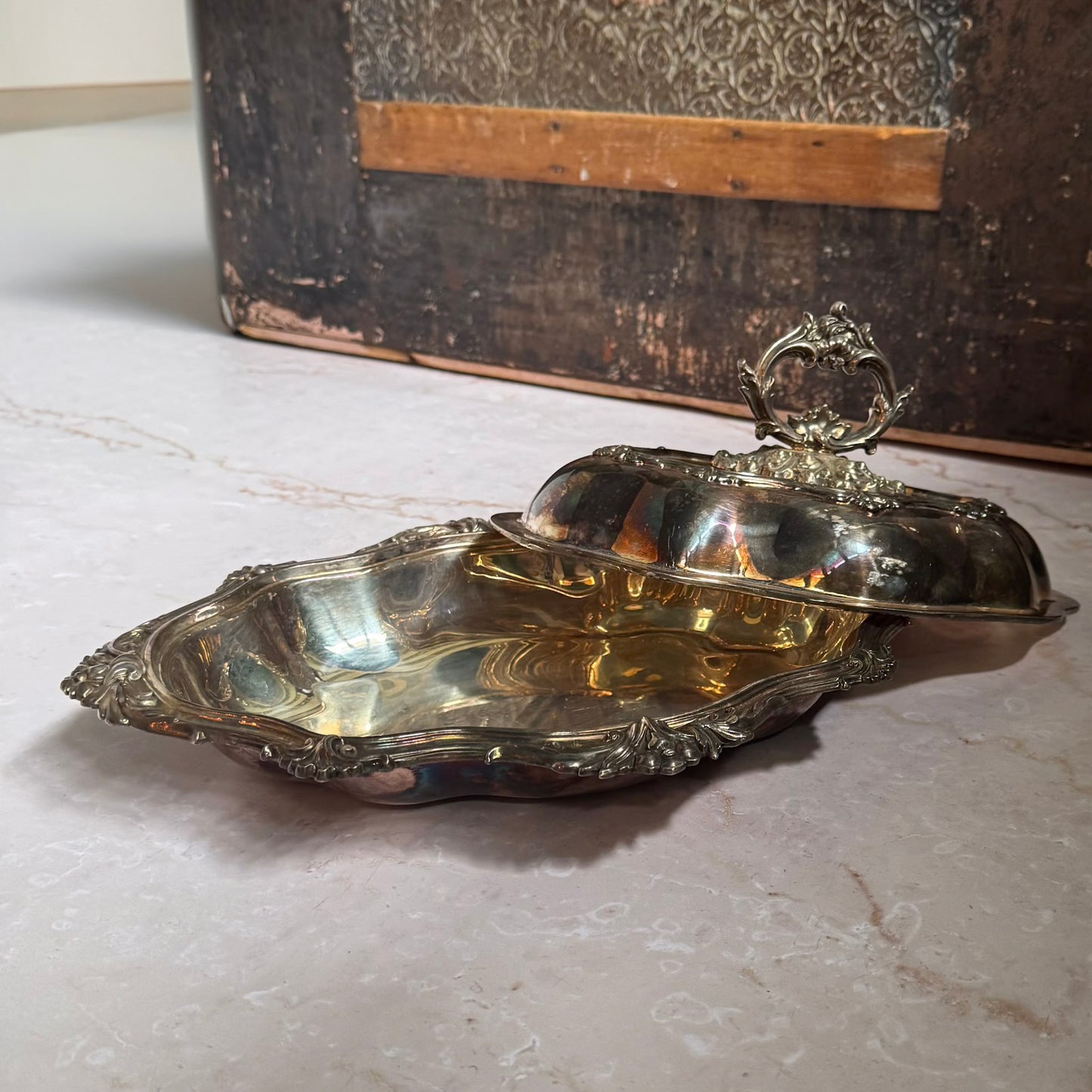 Vintage Silverplate Covered Serving Dish | Rococo Revival