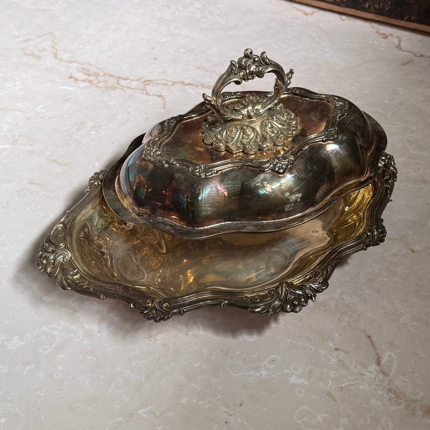 Vintage Silverplate Covered Serving Dish | Rococo Revival
