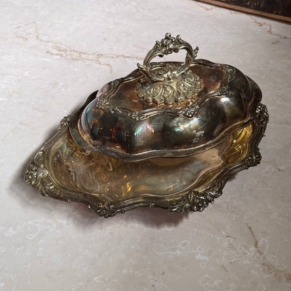 Vintage Silverplate Covered Serving Dish | Rococo Revival