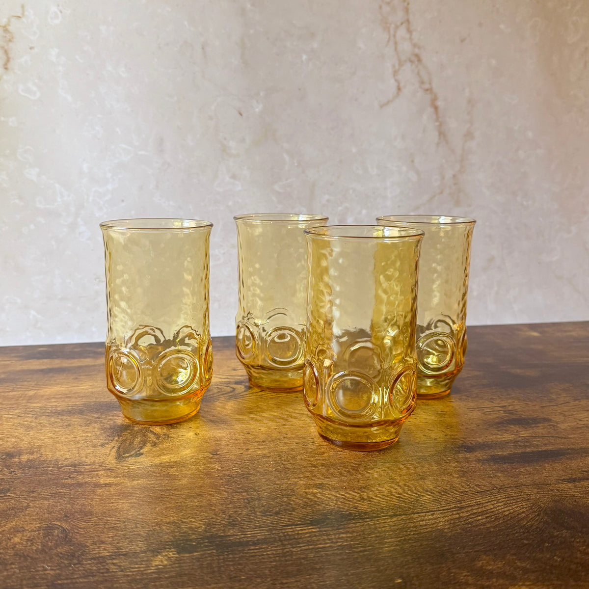 Vintage MCM Heritage Hill Glasses | Amber Honey Gold Highball Cocktail Set of 4