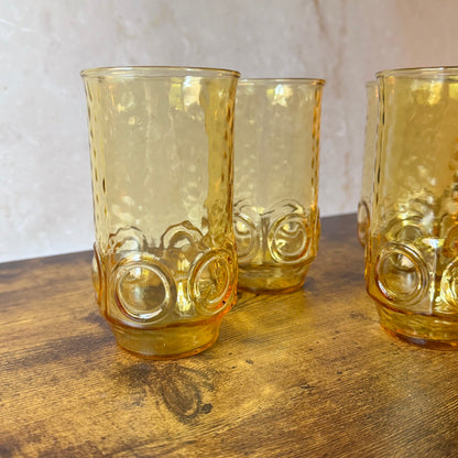 Vintage MCM Heritage Hill Glasses | Amber Honey Gold Highball Cocktail Set of 4