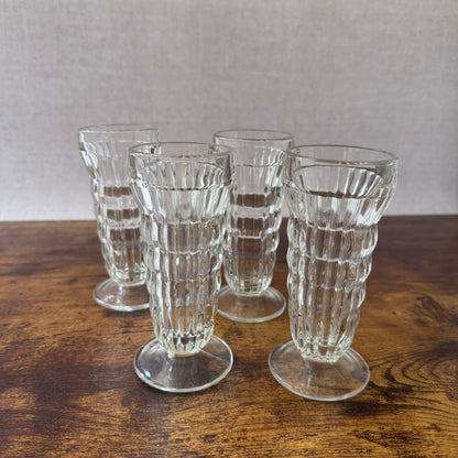 Vintage Parfait Glasses | Jeannette Clear Ribbed Glass | Set of 4
