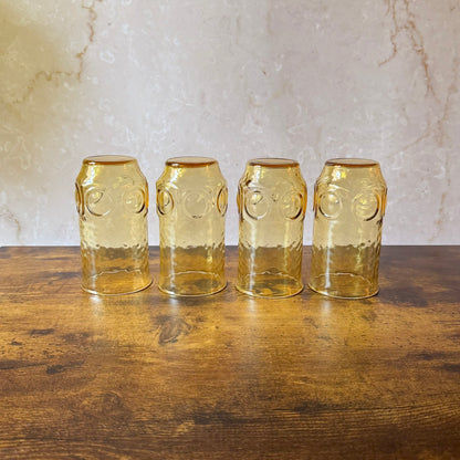 Vintage MCM Heritage Hill Glasses | Amber Honey Gold Highball Cocktail Set of 4