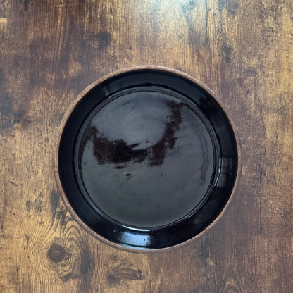 Vintage Stoneware Pie Plate | Black Glaze | Unmarked