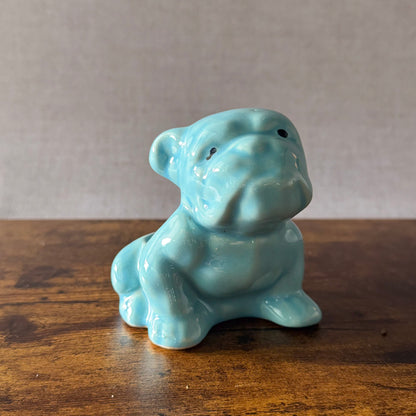 Vintage English Bulldog Planter | Blue Ceramic Dog Figurine