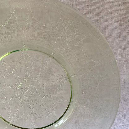 Set of 5 Vintage Anchor Hocking Cameo Luncheon Plates | Green Uranium Glass