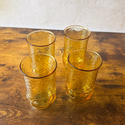 Vintage MCM Heritage Hill Glasses | Amber Honey Gold Highball Cocktail Set of 4