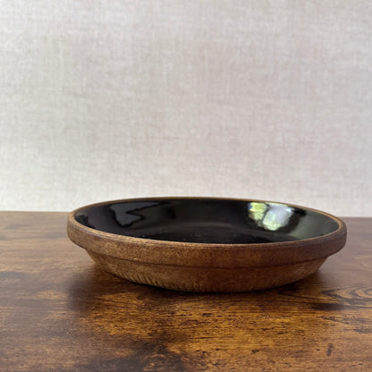 Vintage Stoneware Pie Plate | Black Glaze | Unmarked