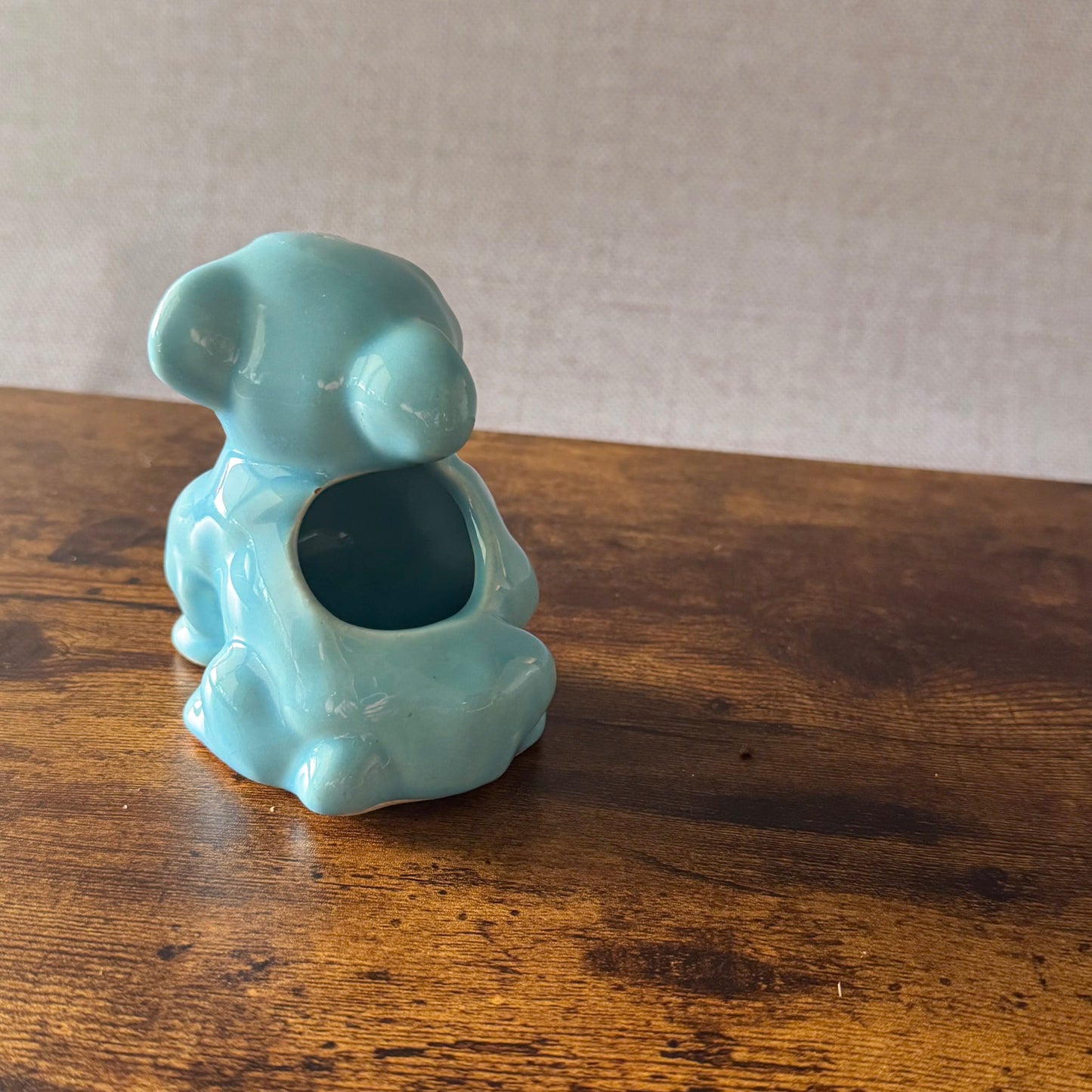 Vintage English Bulldog Planter | Blue Ceramic Dog Figurine