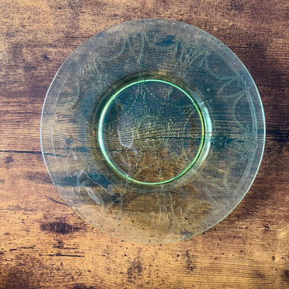 Set of 5 Vintage Anchor Hocking Cameo Luncheon Plates | Green Uranium Glass