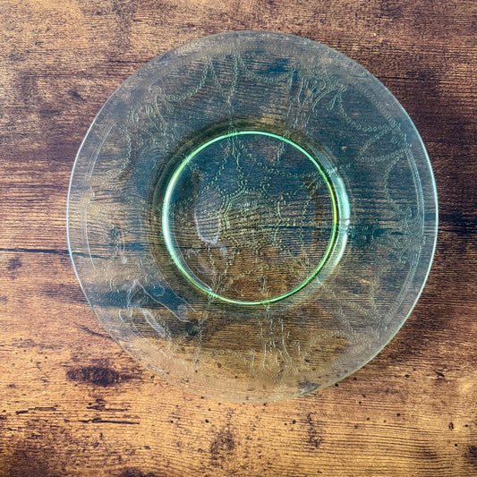 Set of 5 Vintage Anchor Hocking Cameo Luncheon Plates | Green Uranium Glass