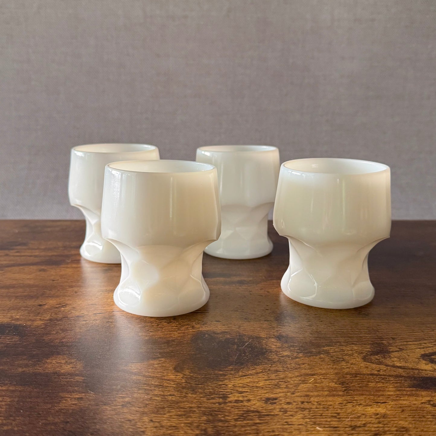 Vintage Milk Glass Cocktail Tumblers | Georgian Honeycomb Style | Set of 4