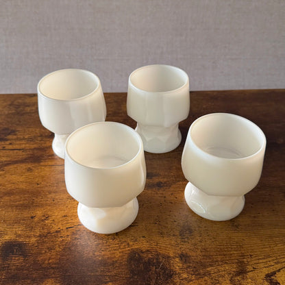 Vintage Milk Glass Cocktail Tumblers | Georgian Honeycomb Style | Set of 4