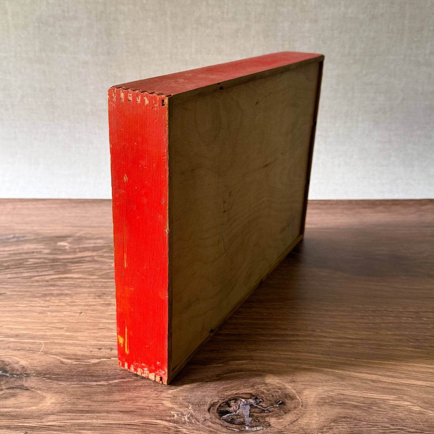 Vintage Wood Silverware Tray | Rustic Red