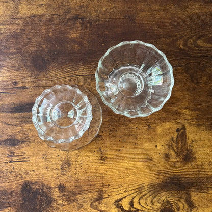 Vintage Footed Dessert Cups | Clear Ribbed Glass | Set of 2