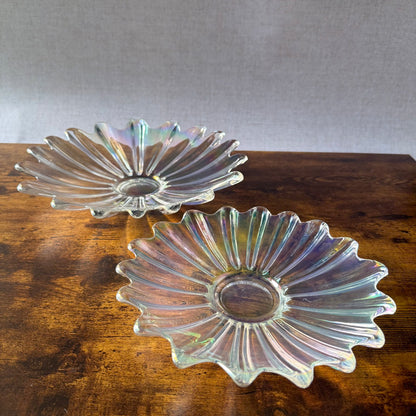 Federal Glass Celestial Bowls | Iridescent Starburst Glass | Nesting Set of 2