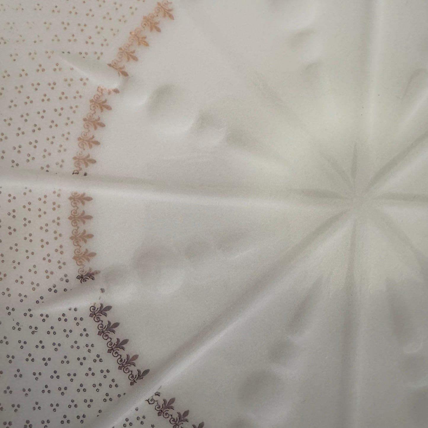 Vintage Cake Plate | Milk Glass Gold Fleur-de-Lis | Anchor Hocking