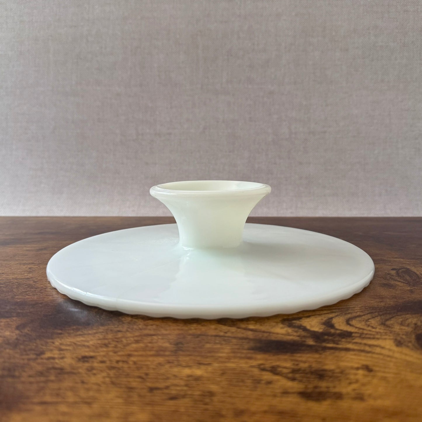 Vintage Cake Plate | Milk Glass Gold Fleur-de-Lis | Anchor Hocking