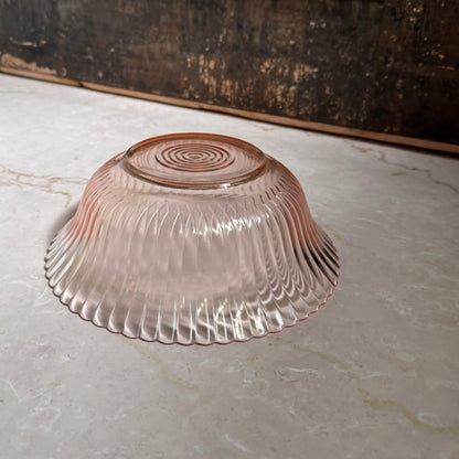 Vintage Serving Bowl | Pink Depression Glass Petalware | Macbeth-Evans