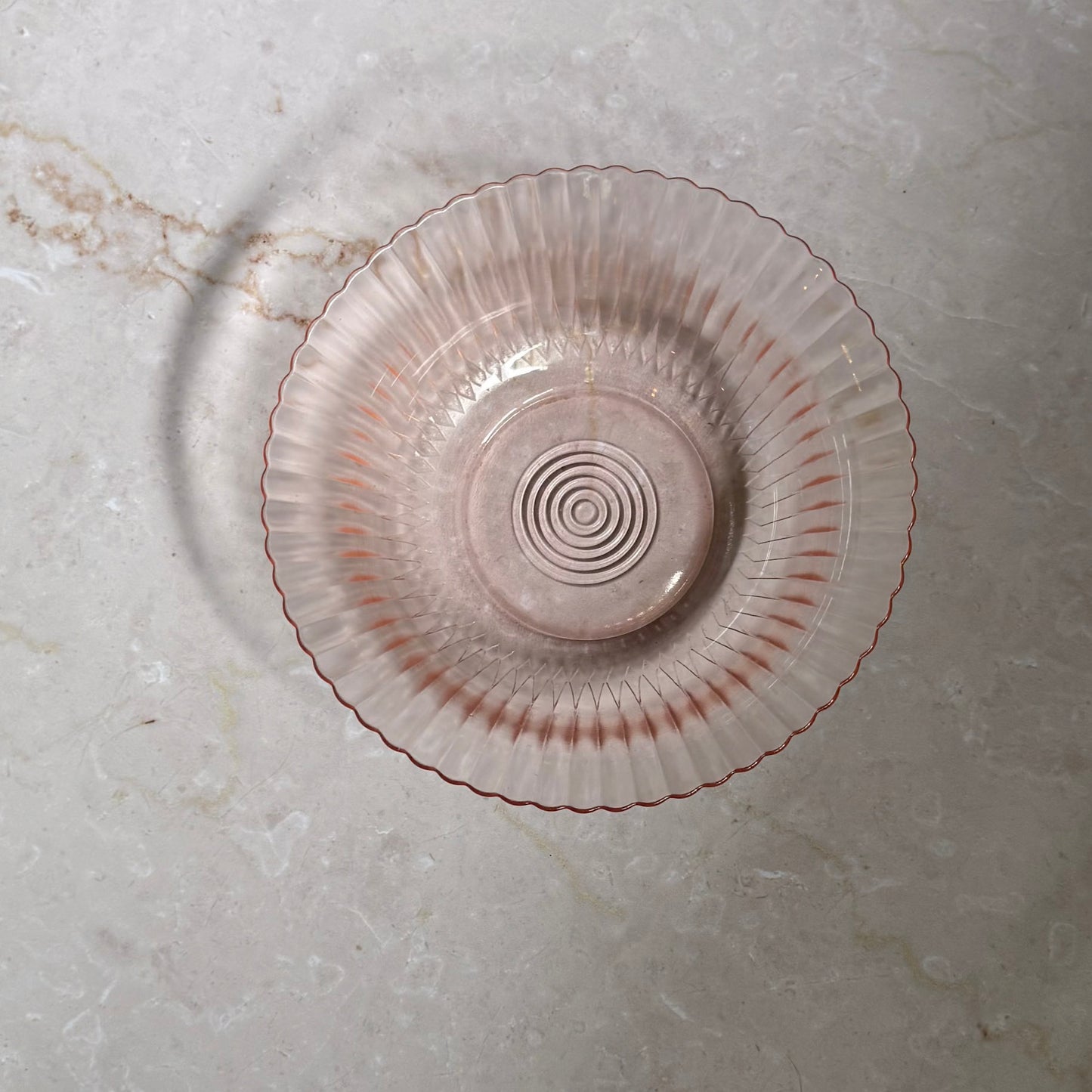 Vintage Serving Bowl | Pink Depression Glass Petalware | Macbeth-Evans