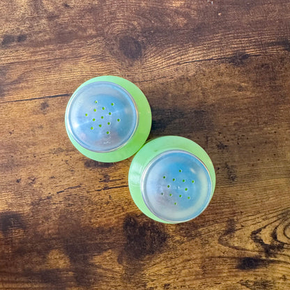 1930s Jeannette Beehive Jadeite Range Shakers | Uranium Glass | Set of 2