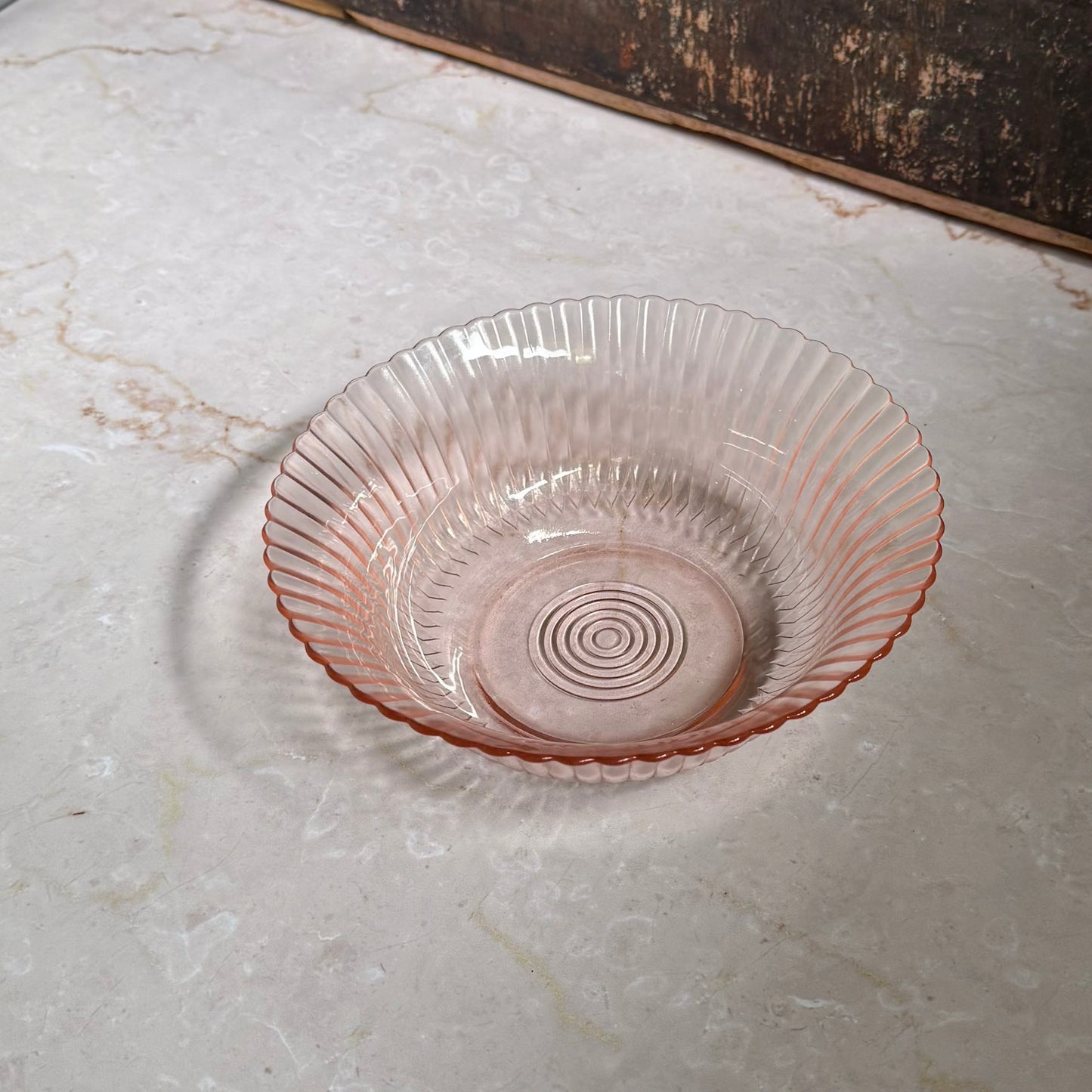 Vintage Serving Bowl | Pink Depression Glass Petalware | Macbeth-Evans
