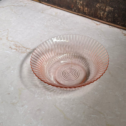 Vintage Serving Bowl | Pink Depression Glass Petalware | Macbeth-Evans