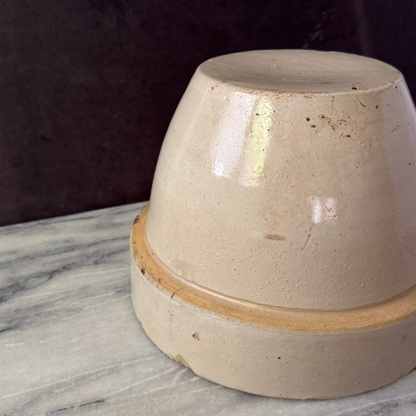 Vintage Cream Earthenware Plater Bowl | Primitive Salt Glaze