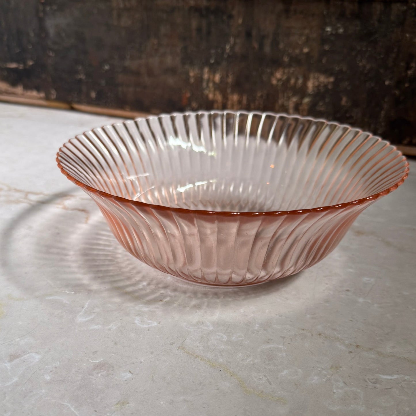 Vintage Serving Bowl | Pink Depression Glass Petalware | Macbeth-Evans