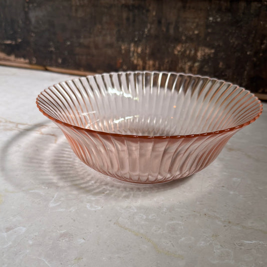 Vintage Serving Bowl | Pink Depression Glass Petalware | Macbeth-Evans
