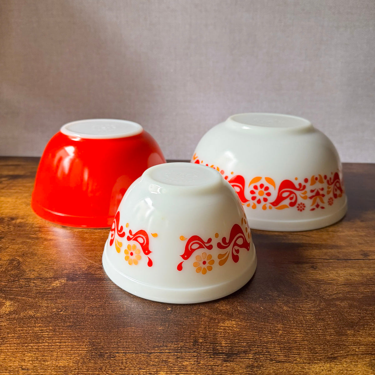 Vintage Pyrex Friendship Mixing Bowls Set of 3 | 1970s Nesting Glass
