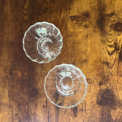 Vintage Footed Dessert Cups | Clear Ribbed Glass | Set of 2