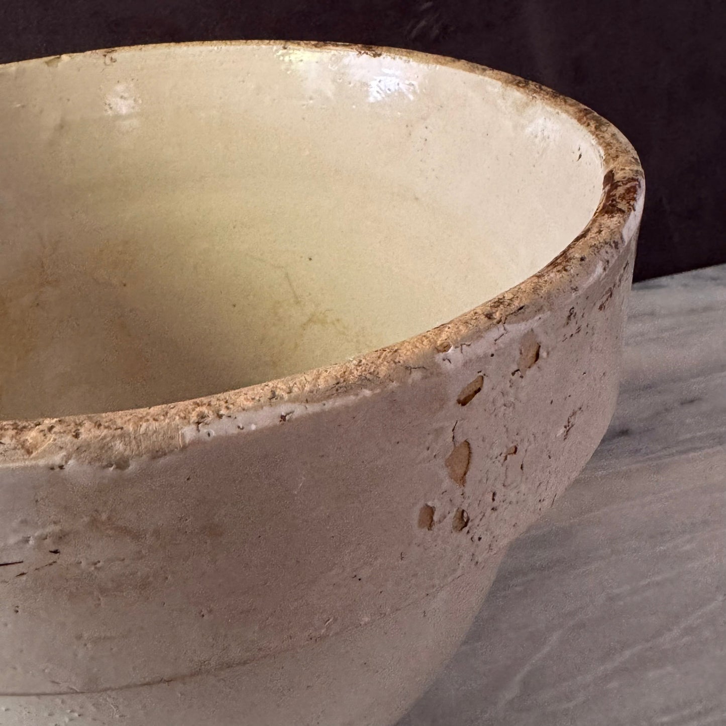 Vintage Cream Earthenware Plater Bowl | Primitive Salt Glaze