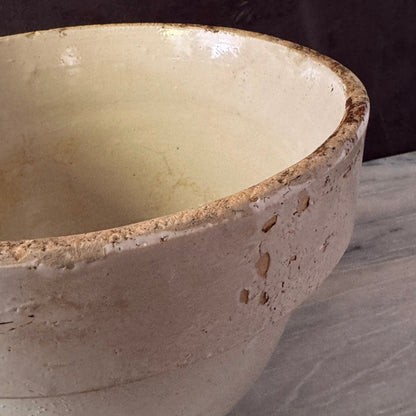 Vintage Cream Earthenware Plater Bowl | Primitive Salt Glaze