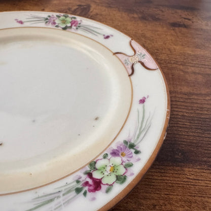 Vintage Nippon Small Plate | Hand-Painted Floral Detail | Gold Trim