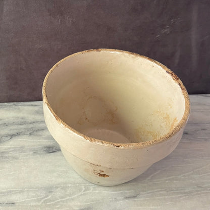 Vintage Cream Earthenware Plater Bowl | Primitive Salt Glaze