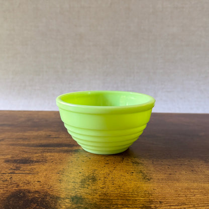 Vintage Jeannette Jadeite Beehive Bowl | Uranium Glass | Ribbed Green Glass