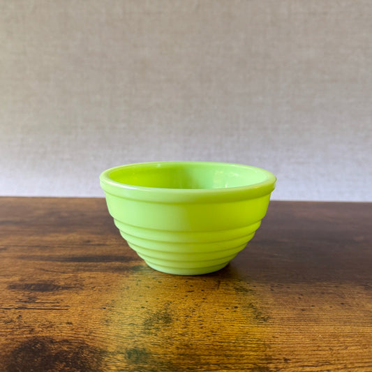 Vintage Jeannette Jadeite Beehive Bowl | Uranium Glass | Ribbed Green Glass