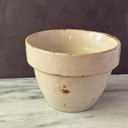 Vintage Cream Earthenware Plater Bowl | Primitive Salt Glaze