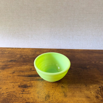 Vintage Jeannette Jadeite Beehive Bowl | Uranium Glass | Ribbed Green Glass