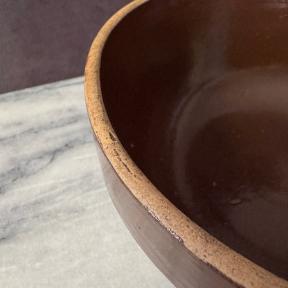 Vintage Brown 9 Inch Mixing Bowl | Primitive Salt Glazed