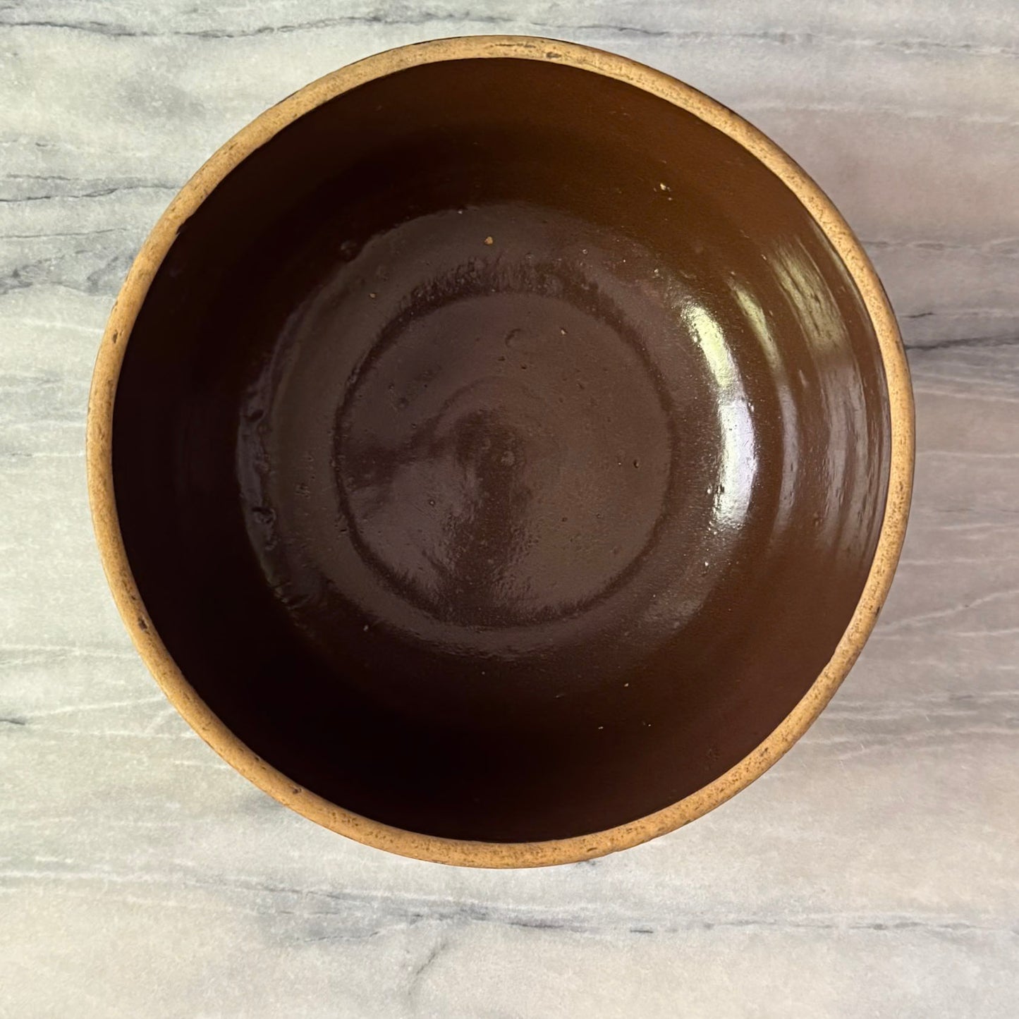 Vintage Brown 9 Inch Mixing Bowl | Primitive Salt Glazed