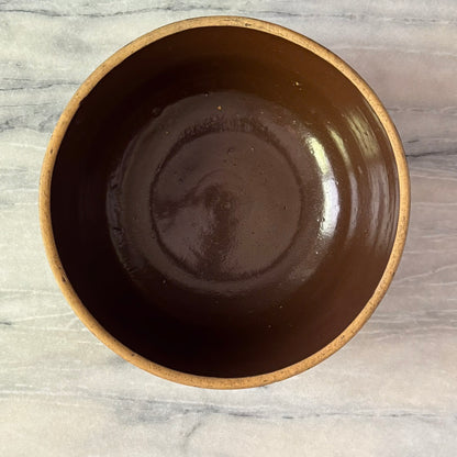 Vintage Brown 9 Inch Mixing Bowl | Primitive Salt Glazed