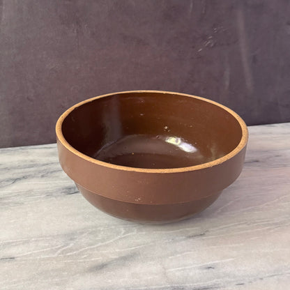 Vintage Brown 9 Inch Mixing Bowl | Primitive Salt Glazed