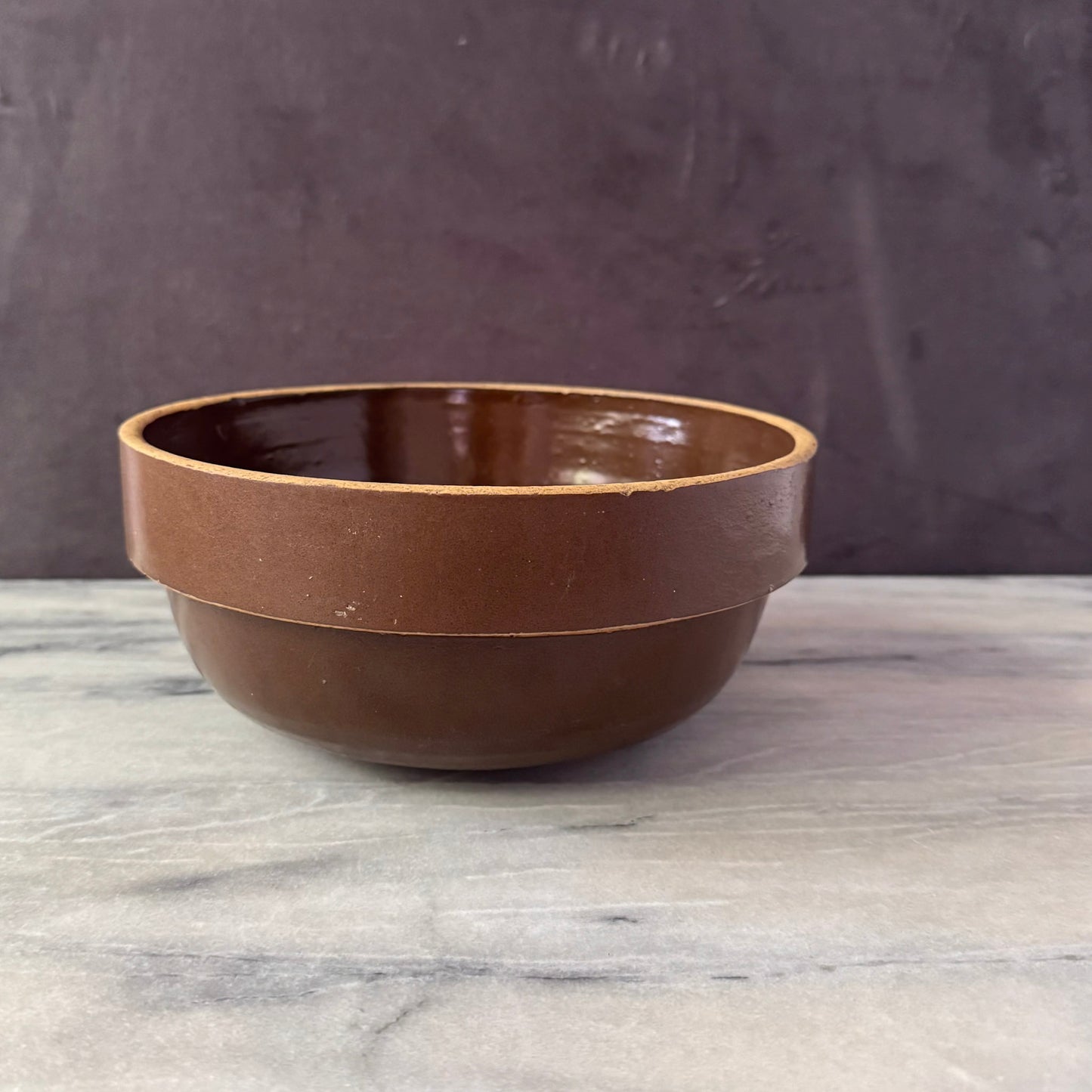 Vintage Brown 9 Inch Mixing Bowl | Primitive Salt Glazed