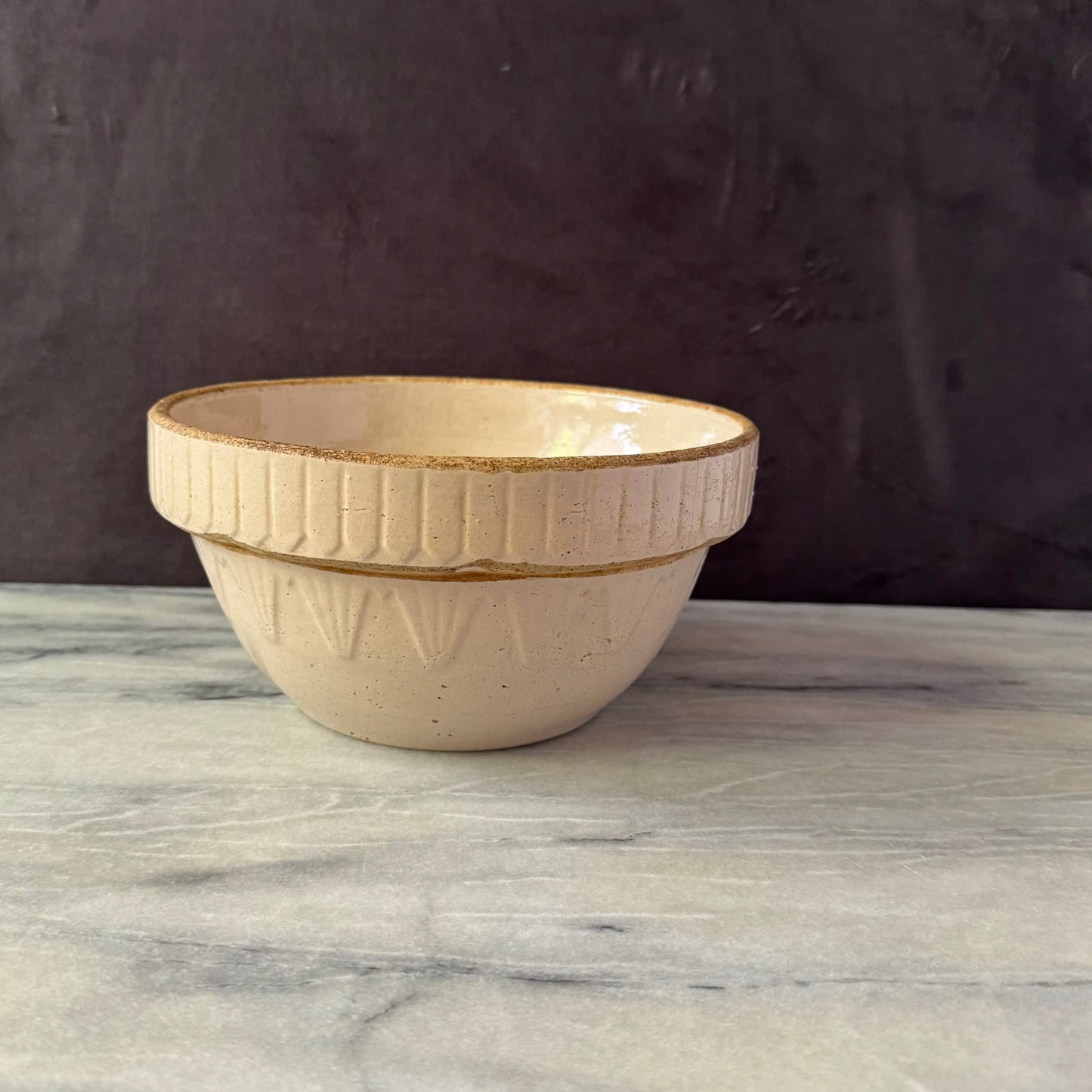 Vintage Cream Earthenware 8.25 inch | Primitive Salt Glazed | Marked USA
