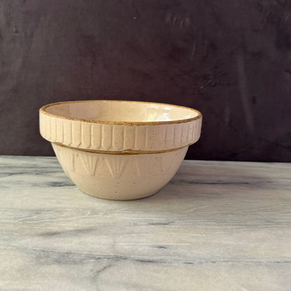 Vintage Cream Earthenware 8.25 inch | Primitive Salt Glazed | Marked USA